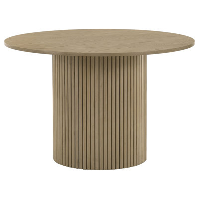 Hamlyn 47-Inch Round Dining Table with Fluted Pedestal Base, Natural Oak