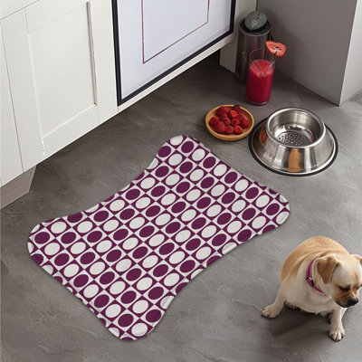 Purple Dots - 1 Piece Bone Shape Feeding Mat