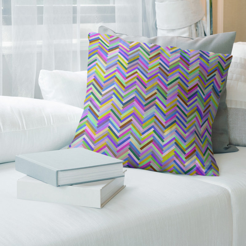 Coussin en suède chevrons, Bourre en polyester, 20 po x 20 po, Mauve