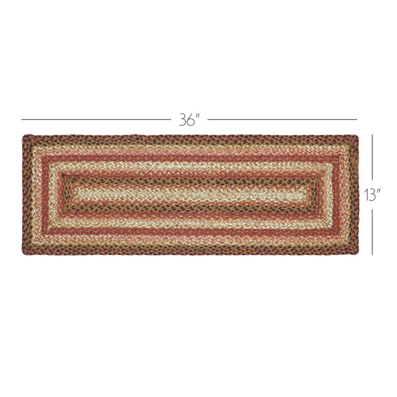 Birtwhistle Jute and Cotton Geometric Table Runner, Terra Cotta/Burgundy/Dark Tan