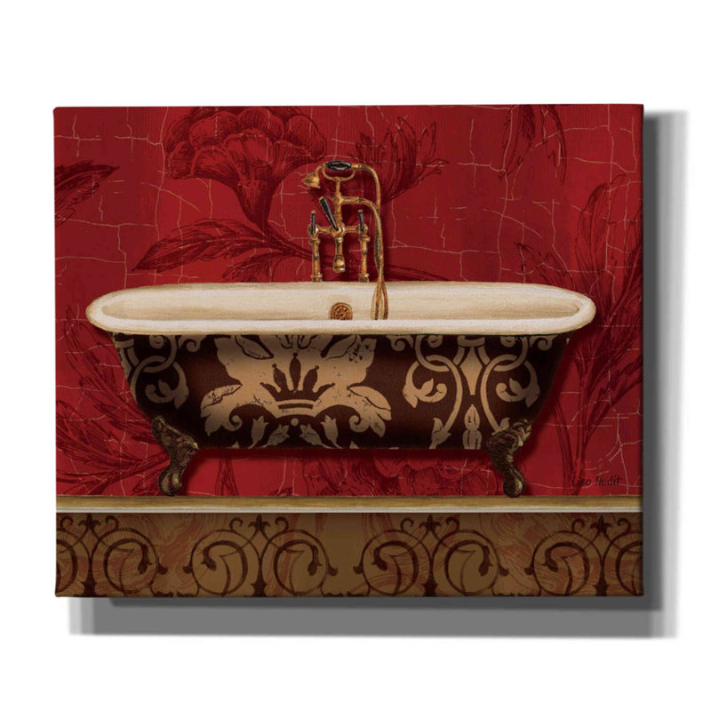 «Royal Red Bath I» par Lisa Audit, art mural sur toile, H 20 po x l 24 po x P 0,75 po