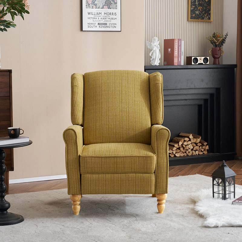 Ozvaldo 70cm Wide Wing Chair Recliner, Yellow