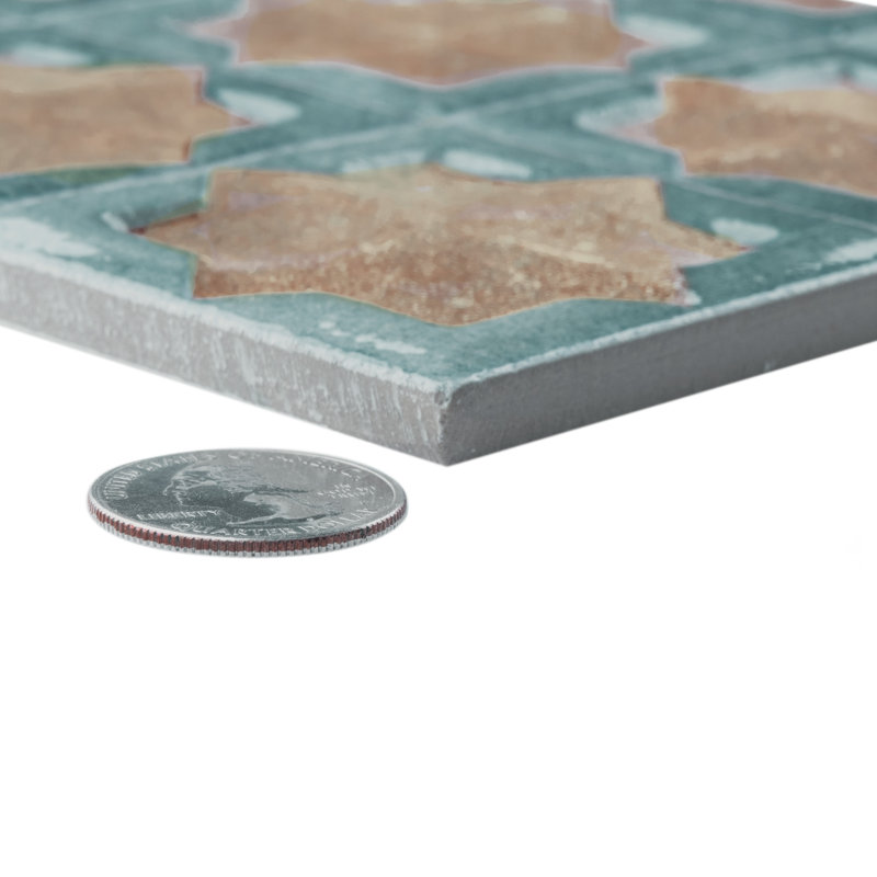 Tetuan Astre 12.13 in. x 21.88 in. Glazed Porcelain Tile, Brown/Blue