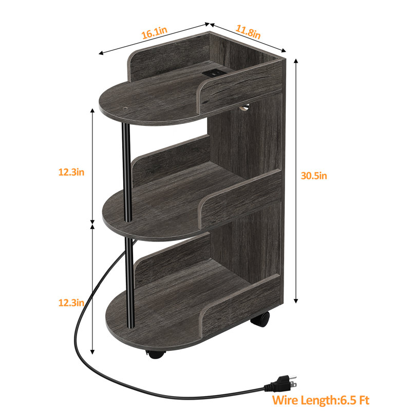 Three-Tier Side Table - Black