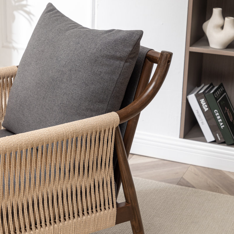 Cofield Upholstered Solid Wood Accent Chair, Gray