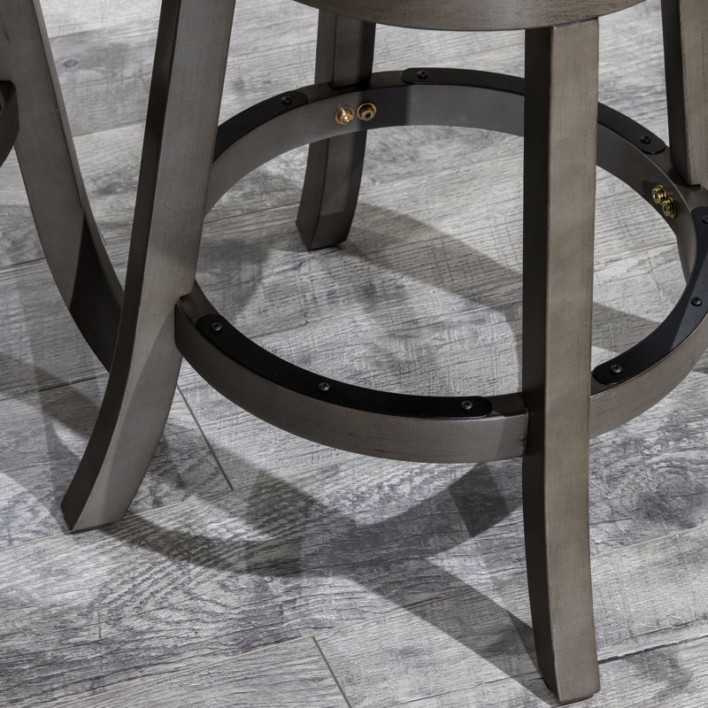 Tabouret pivotant de 24 po à hauteur de comptoir en cuir gris vieilli et gris français - conçu pour durer et ajouter une touche de modernité à votre espace