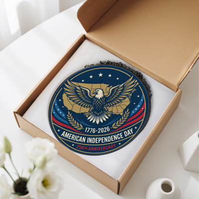 Panneau de fenêtre en verre pour décoration intérieure American Eagle USA 250th Anniversary - H 12 po