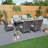 6 - Person Wicker Patio Dining Set with Rectangular Table , Cushions Included-93779178-93779177