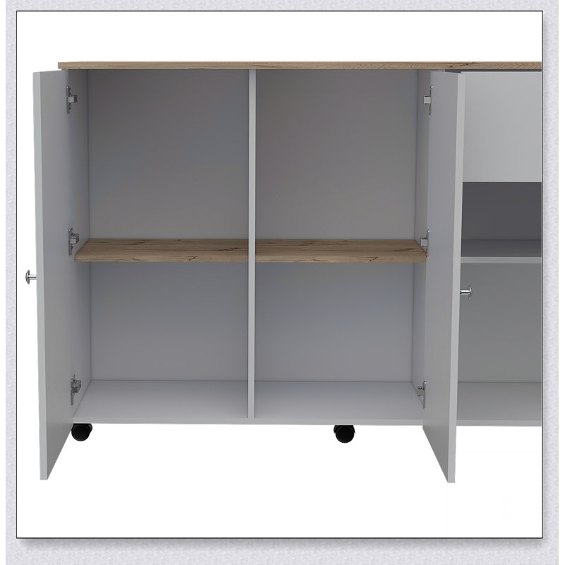 Sayville Modern 2-Drawer 2-Shelf Kitchen Island with Pine, Perfect for Stylish and Functional Storage Solutions