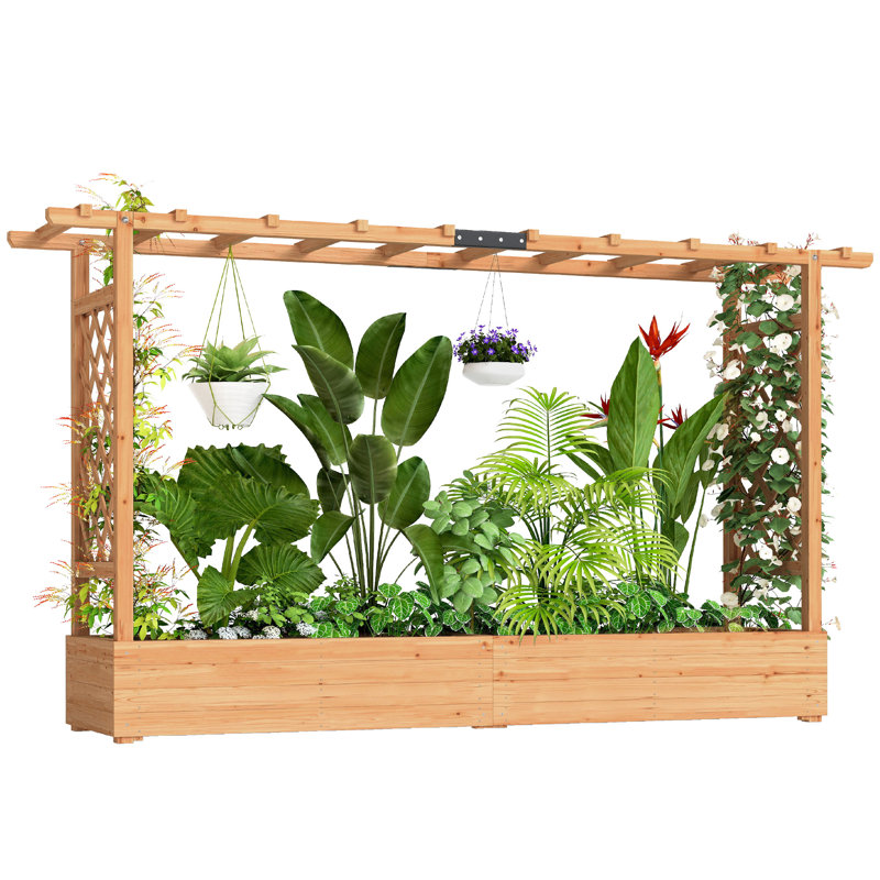 Wood Raised Garden Bed, 113.5cm H x 200cm W x 44cm D