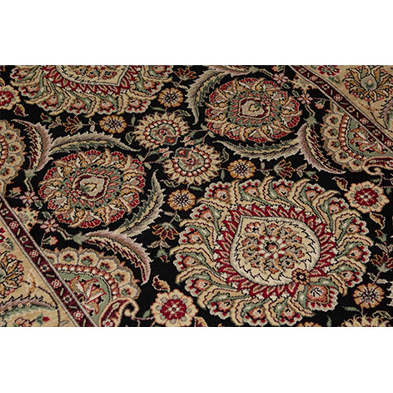 Tapis noir et doré de haute qualité noué à la main