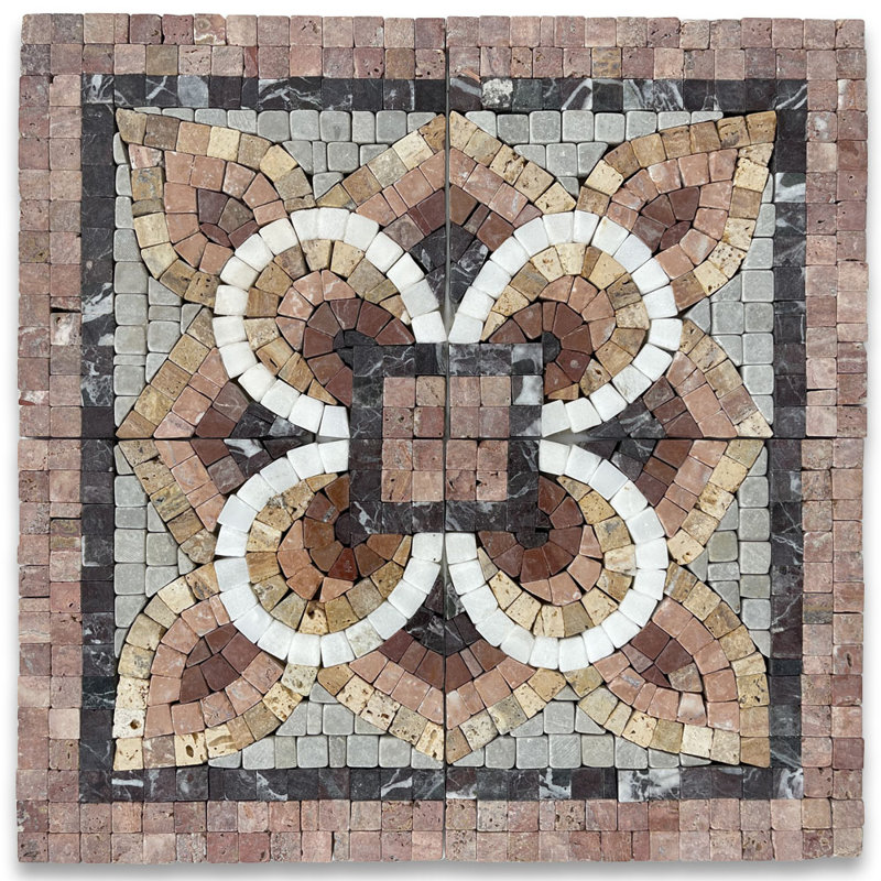 Moonstone Champagne 5.3X5.3 Marble Mosaic Border Corner Tile Tumbled