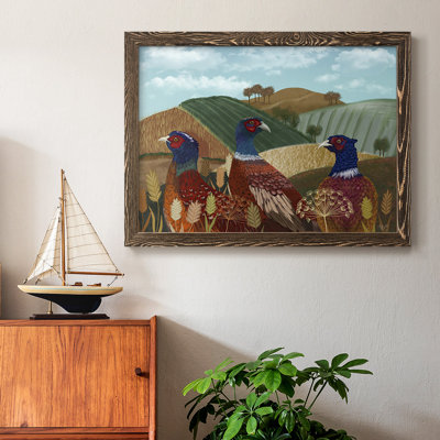 «Pheasant Trio In Field», reproduction d'art sur toile