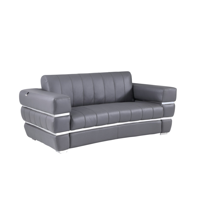 Causeuse en cuir italien Global United, Gris foncé