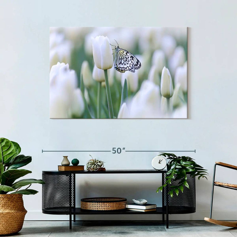 Papillon blanc perlé Brampt, H 30 po x l 45 po