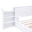 Grand lit plateforme avec rangement et tablettes gigognes, blanc