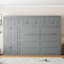 Grand lit escamotable mural avec armoires, gris