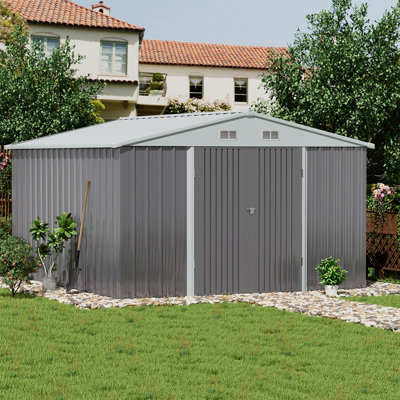 10 ft. W x 8 ft. D Apex Metal Garden Shed