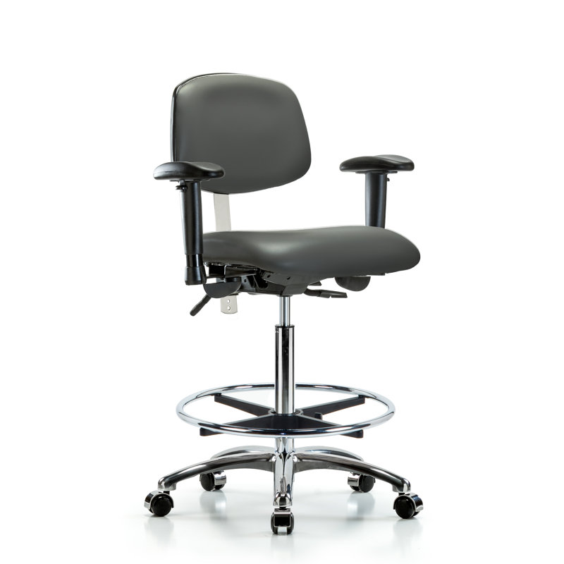 Vinyl Task Chair, Black, Casters