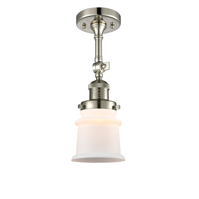 Plafonnier semi-encastré 1 lumière 6 po Alexandira, Ampoule non incluse, Nickel poli, Blanc mat