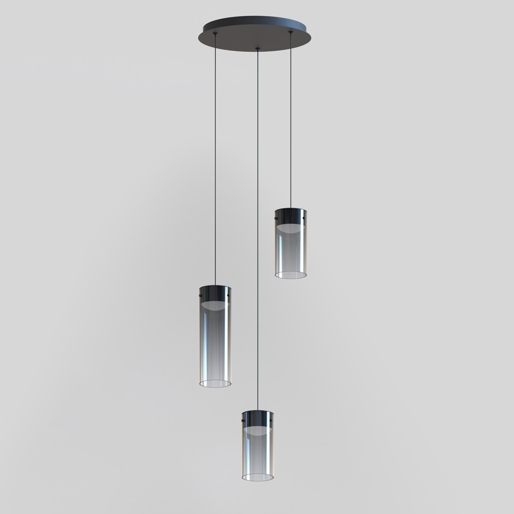 Delonda 3 Light Glass Dimmable LED Pendant, Graduating Smoke