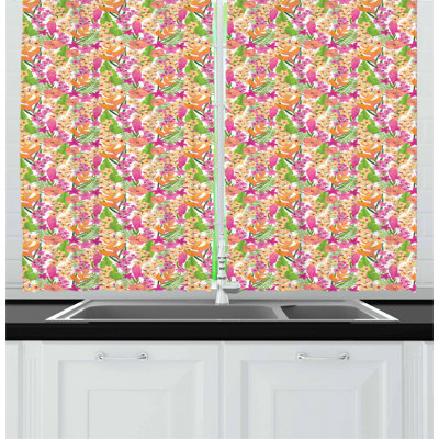 Floral Tailored Kitchen Curtain