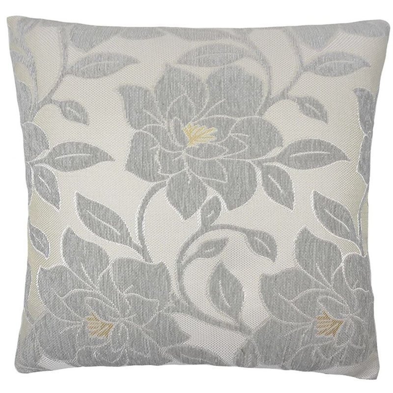 Chizuko Floral Square Cushion Cover, Silver