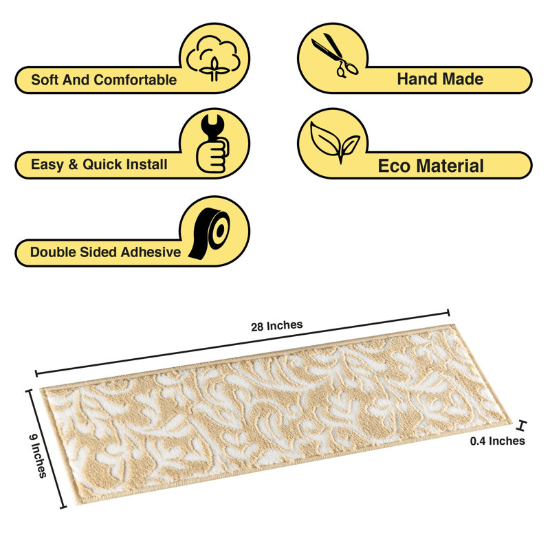 Tapis d'escalier floral beige