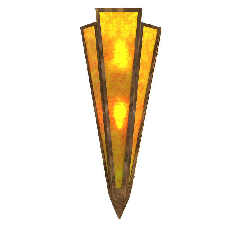 2 - Light Flush Mounted Sconce, Antique Copper, Amber