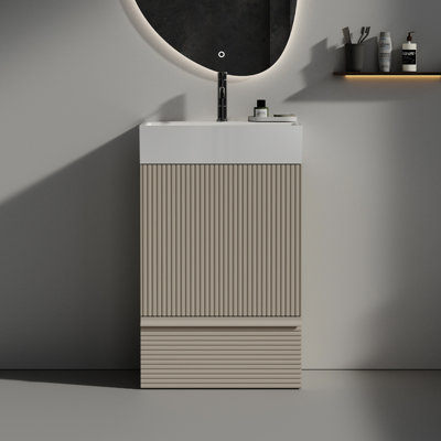 Meuble-lavabo moderne pour salle de bain - Meuble-lavabo autoportant en cachemire gris 20 po avec lavabo en céramique