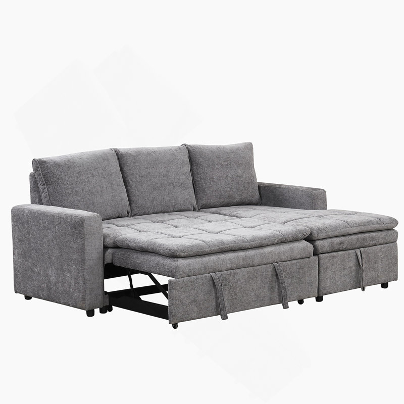 Canapé-lit modulaire rembourré avec espace de rangement, idéal pour les salons et les appartements., Gris chenille