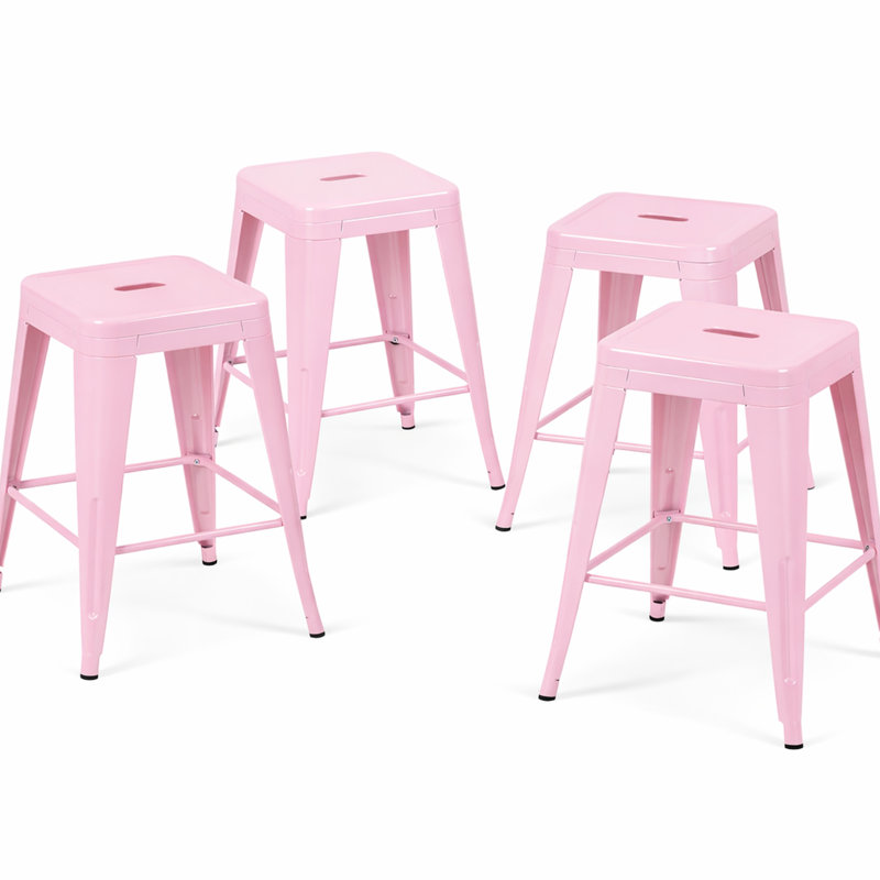 Tabourets de bar en métal de 24 po sans dossier de 24 po de hauteur, sans outils, requis pour le processus d'assemblage Îlot de cuisine, bar, imperméable et conception sans effort