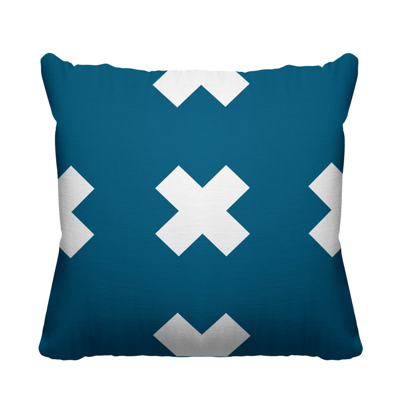 Coussin intérieur / extérieur Luella, 17 po x 17 po, Turquoise, Carré