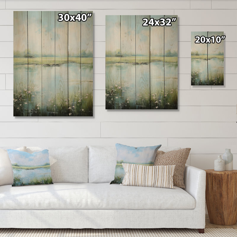 «Meadow Tranquil Waters I» sur bois, H 32 po x l 24 po x P 0,78 po