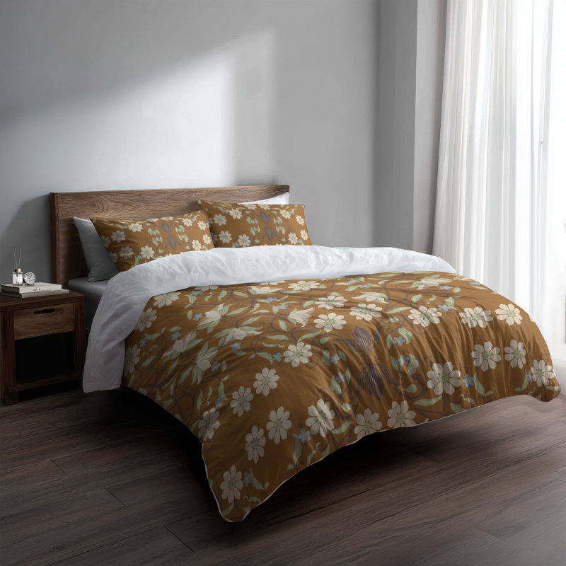 Ensemble d'édredon décoratif léger Millie, Édredon simple + 2 taies d'oreiller standard, Brun