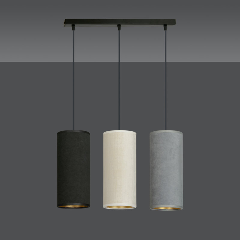 Ealidh 3 - Light Steel Kitchen Island Pendant, Grey/Black/White