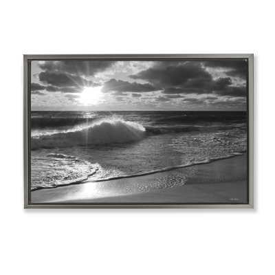 Toile flottante encadrée "Sunset Crashing Wave" par Lori Deiter