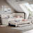  Linen Fabric Upholstered Daybed, Sofa Bed with Trundle and 3 Storage Drawers-2118707784-2118707785