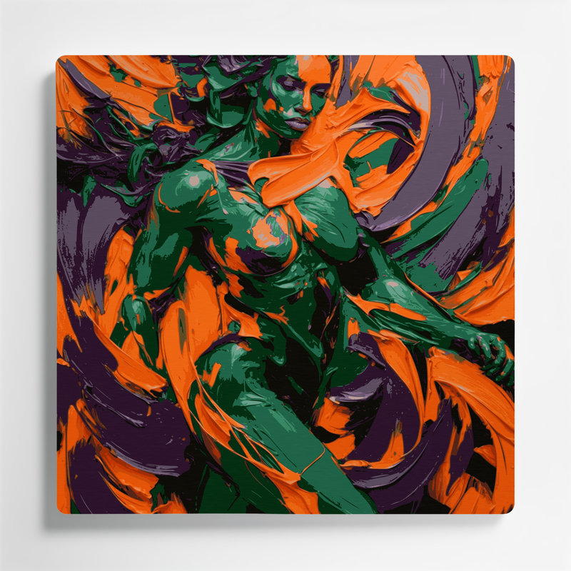 Abstrait figuratif 82, art mural en métal brun, H 12 po x l 12 po