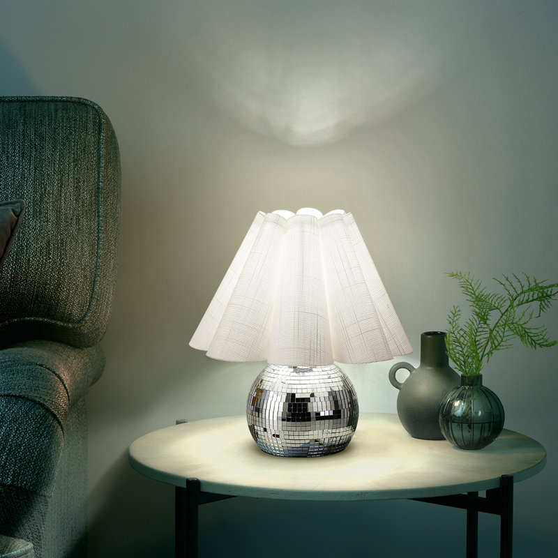 Lampe de table Lenee, Blanc, Argent argent, Oui
