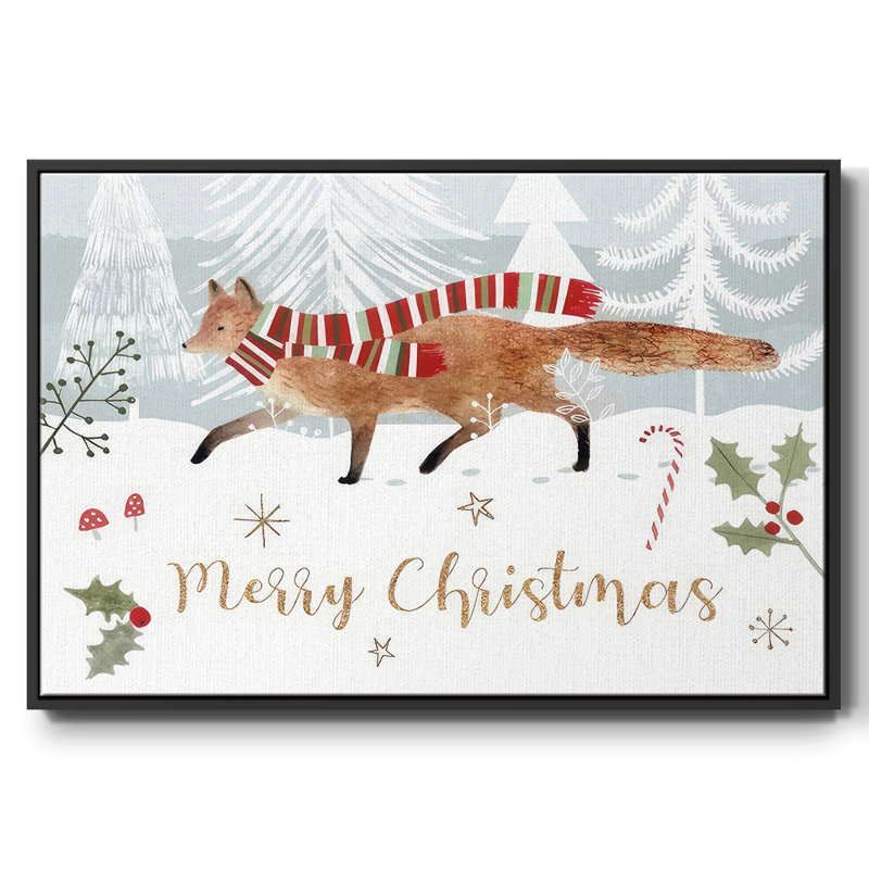 Woodland Christmas Collection A, reproduction d'art sur toile, Cadre noir, H 17 po x l 25 po x P 1,5 po