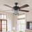 52" Crystal Ceiling Fans With Lights Remote, Black Farmhouse Chandelier Ceiling Fan Light Kit, Modern Rustic Fandeliers With 5 Wood Reversible Blades For Decorate Living Room Bedroom