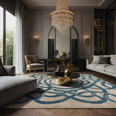 Tapis beige soyeux et moelleux