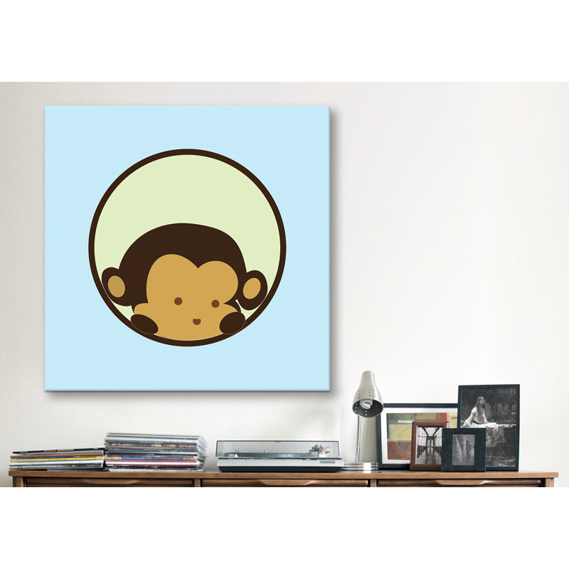 « kids children singe face »-impression sur toile enroulée Arabelle, Bleu, H 18 po x l 18 po x P 1,5 po