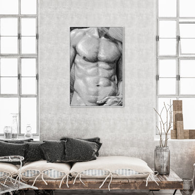 " Male Torso In Gray, Male Fit Torso Modern Gray "