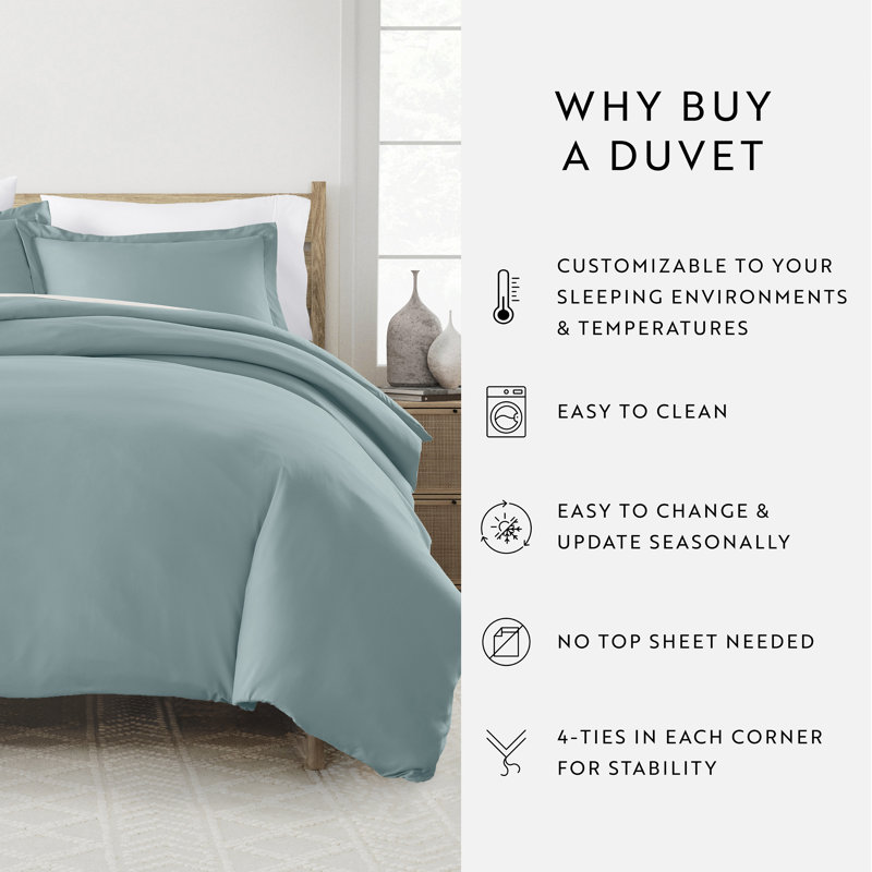 Super Soft Microfiber Duvet Cover Set, Queen Duvet Cover + 2 Shams, Ocean