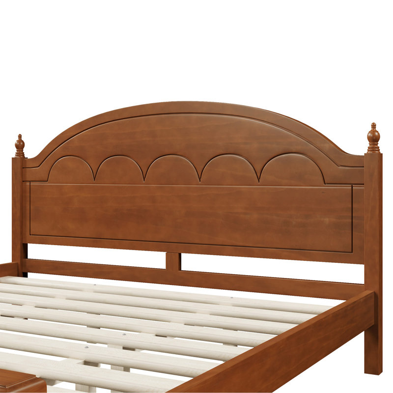 Structure de lit très grand en bois avec tête de lit arquée et design classique, chêne, Oak