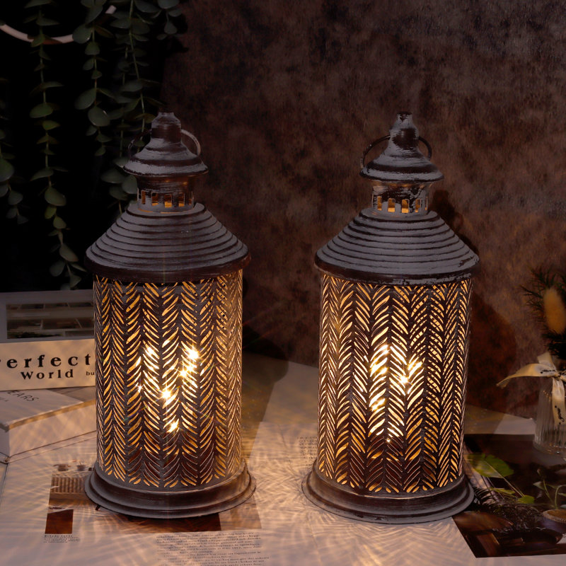 10.5'' Gray Battery Powered Cordless Lamps Table Lamp Set