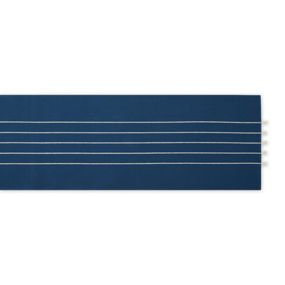 NAVY/OFF-WHITE STRIPE TASSEL TABLE RUNNER 14X72