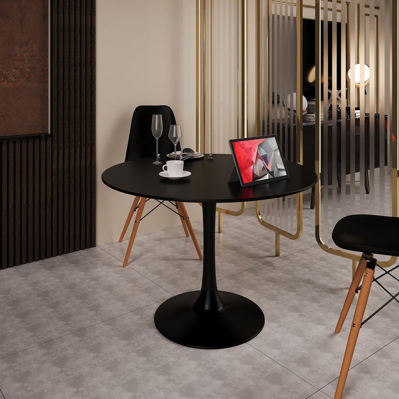 Table de salle à manger / table basse moderne Shrivastava Mid Century, Noir, H 29,5 po x L 39,5 po x l 39,5 po